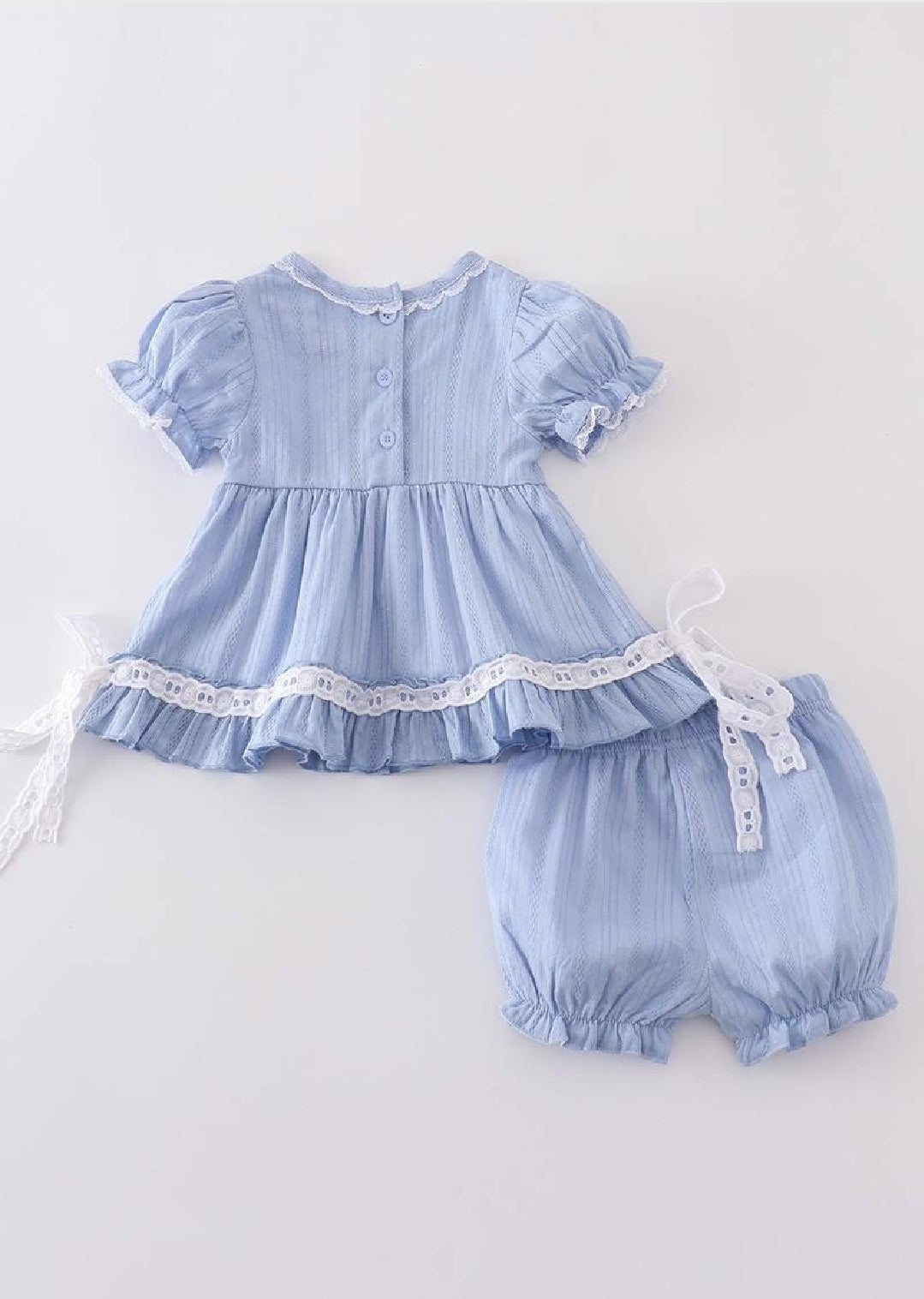 Girl's Boutique Premium Blue Easter Cross Girl Embroidered Embroidery Bloomer Set Matching Sibling