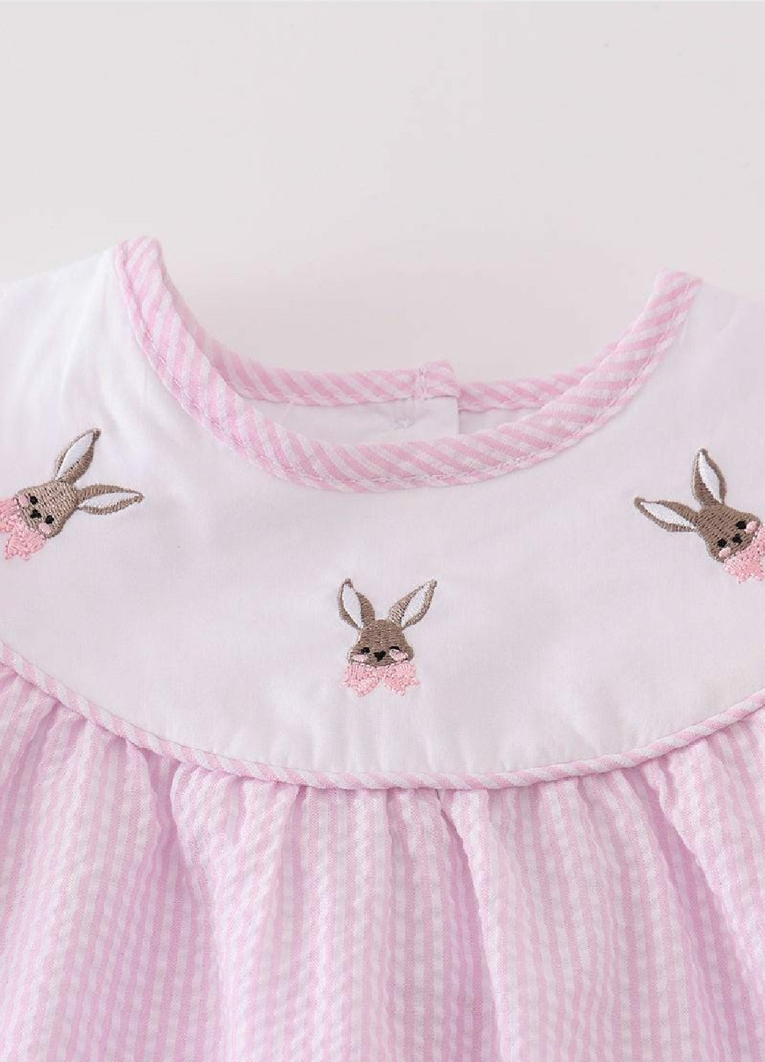 Girl's Boutique Premium Pink Easter Bunny Girl Embroidered Embroidery Dress Matching Sibling