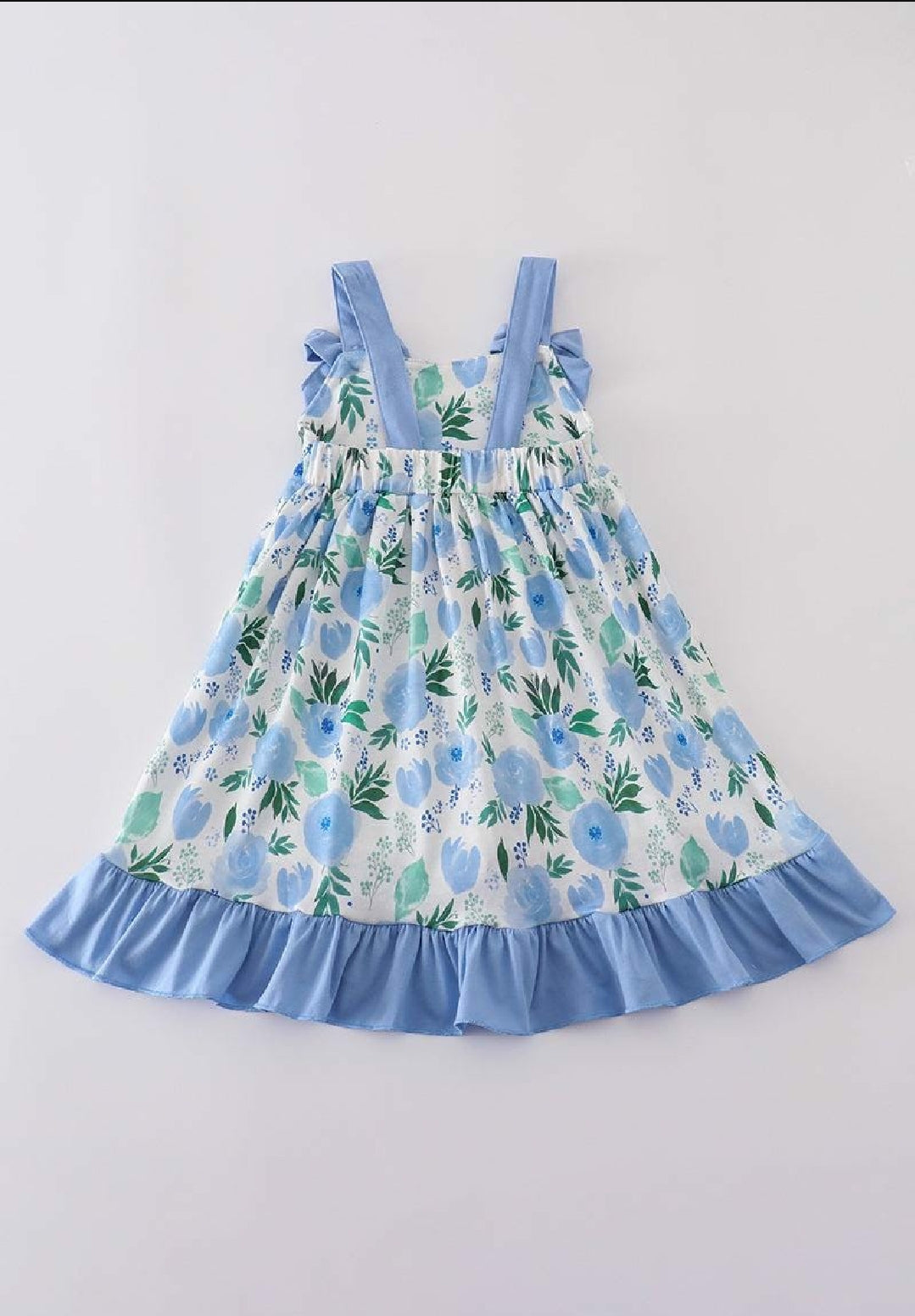 Girl's Boutique Cotton Tranquil Garden Floral Bow Dress Mommy And Me Sibling Matching