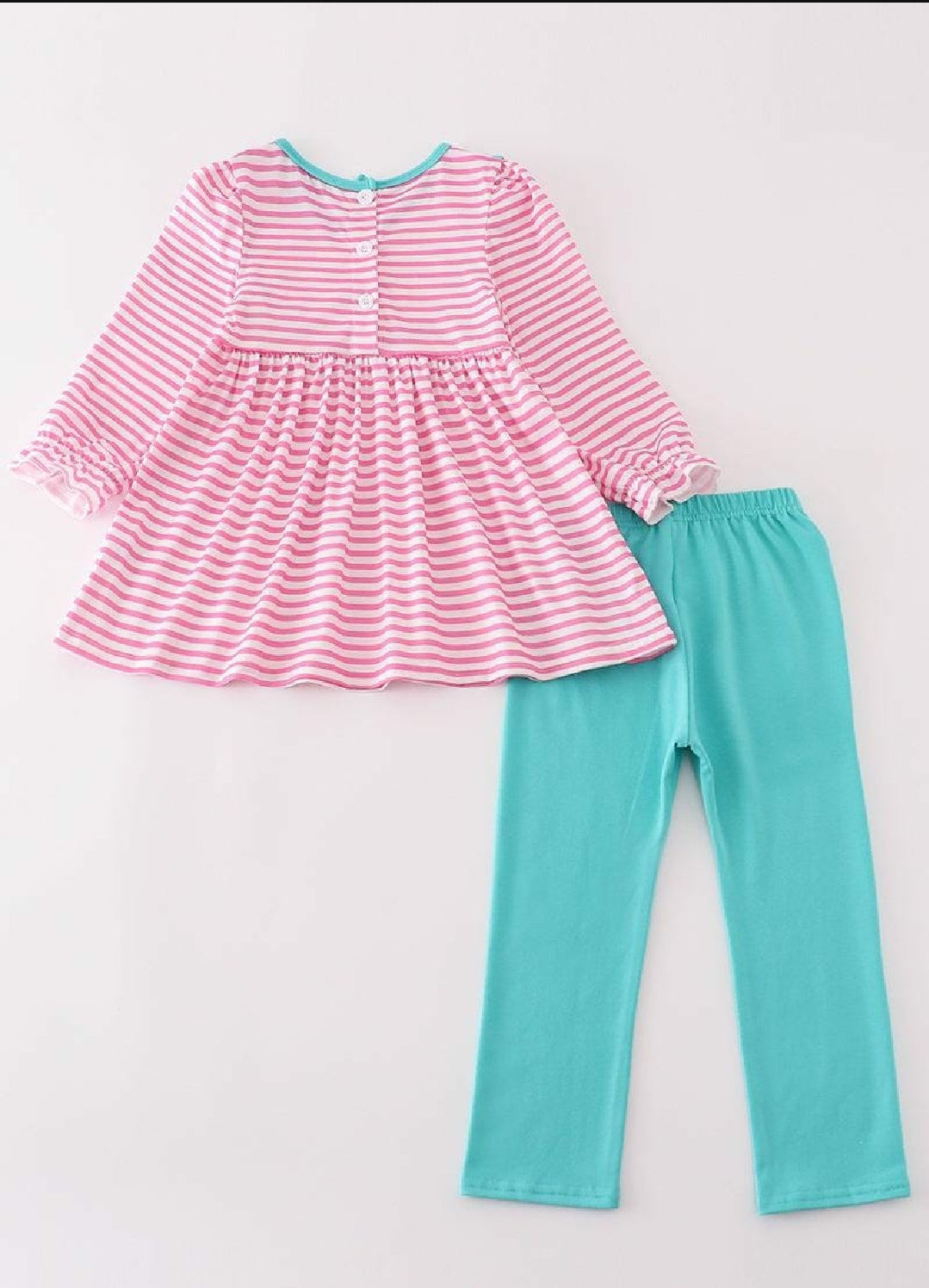 Girl's Boutique Pink Stripe Valentine Heart XOXO Embroidery Embroidered Pant Set Matching Sibling