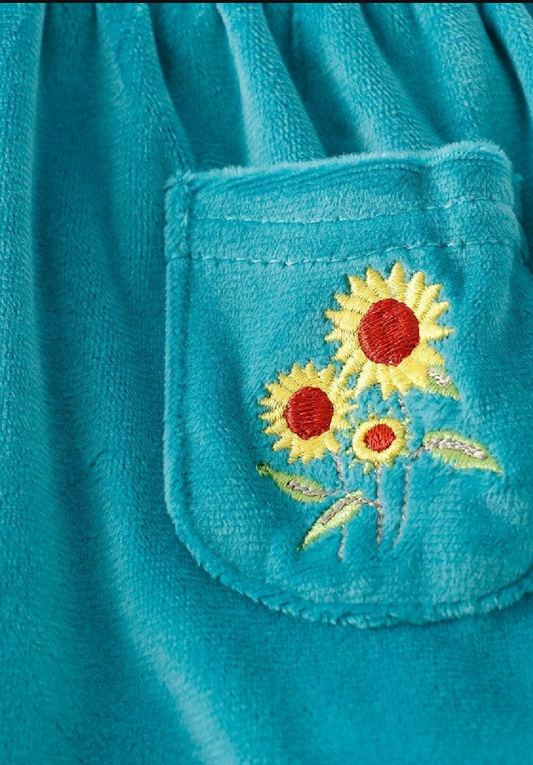 Girl's Boutique Blue Velvet Sunflowes Lace Embroidered Embroidery Two Piece Bloomer Set Outfit Matching Sibling