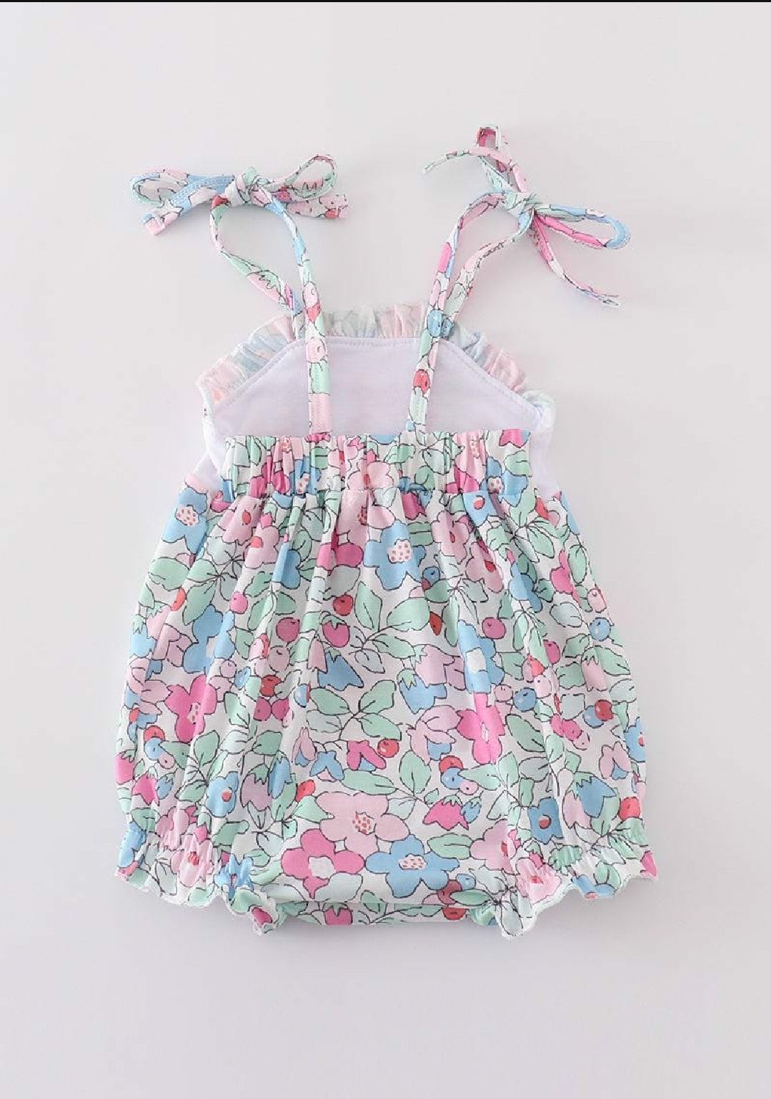 Girl's Boutique Easter Floral Bunny Romper Outfit Sibling Matching Embroidered Embroidery