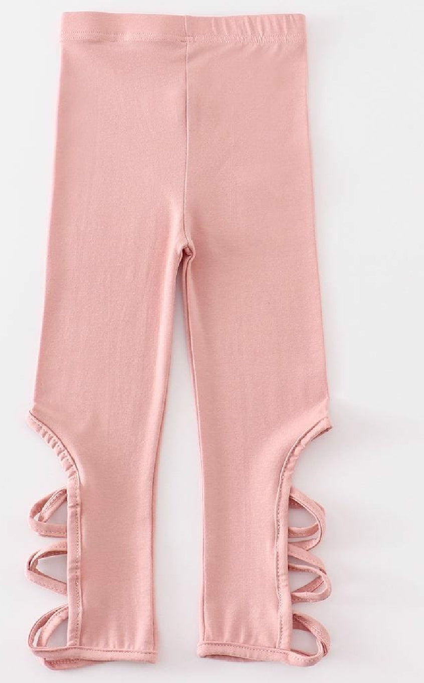 Girl's Boutique Pink Hollow Out Leggings Dance Sports
