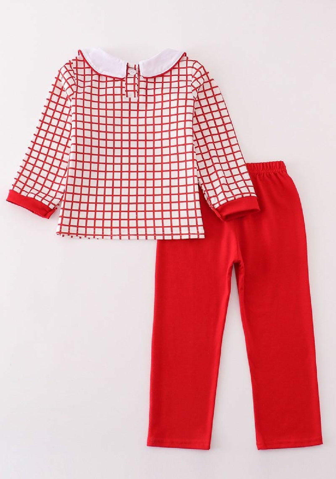 Boys Boutique Valentine's Day Smocked Heart Embroidery Embroidered 2 Piece Pant Set Outfit Matching Sibling