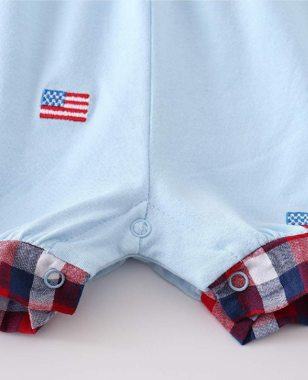Girl's Boutique Premium Patriotic Plaid Flag Romper 4th of July Sibling Matching