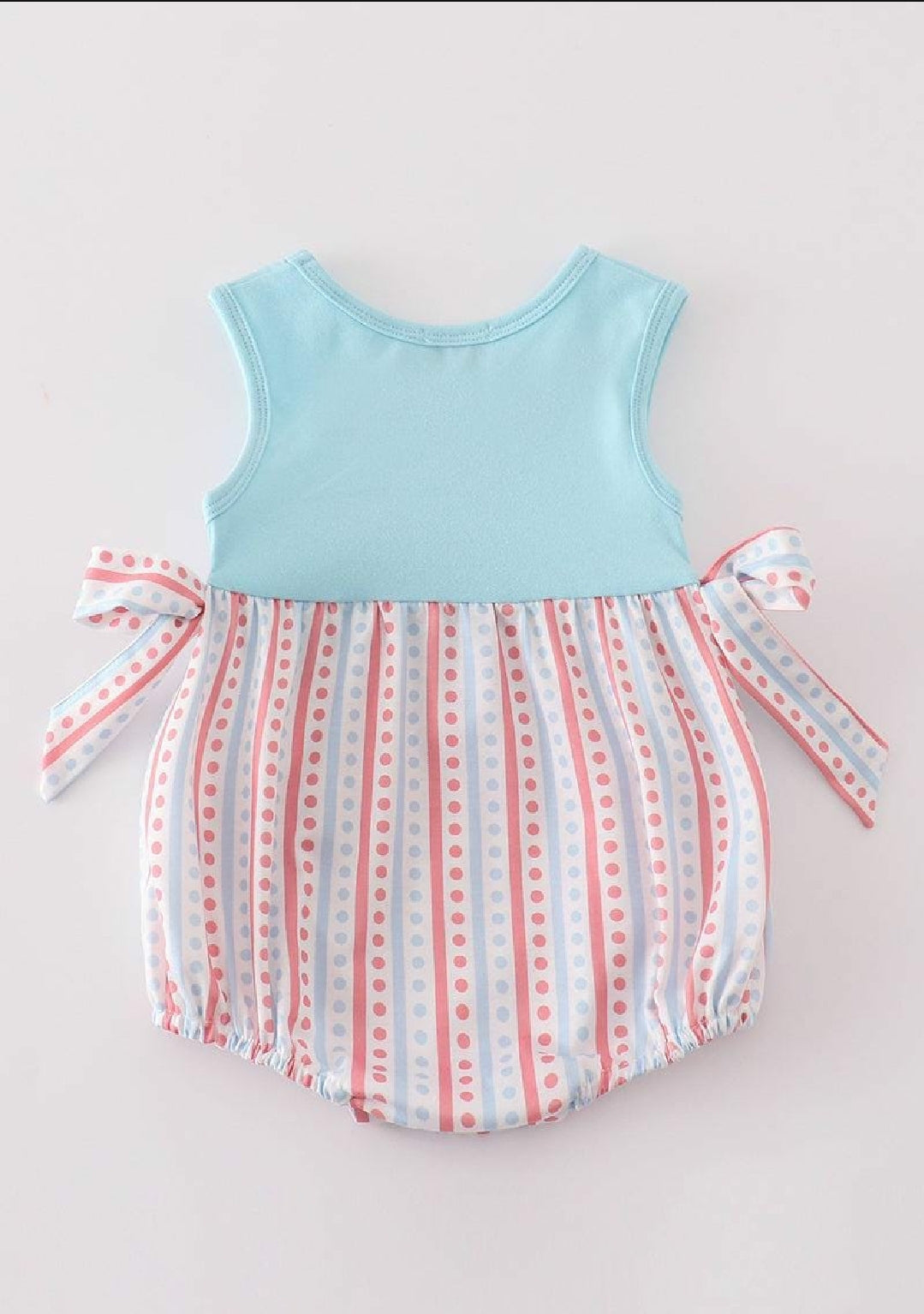 Girl's Blue Whale Embroidered Embroidery Bubble Romper Summer Vacation Sibling Matching