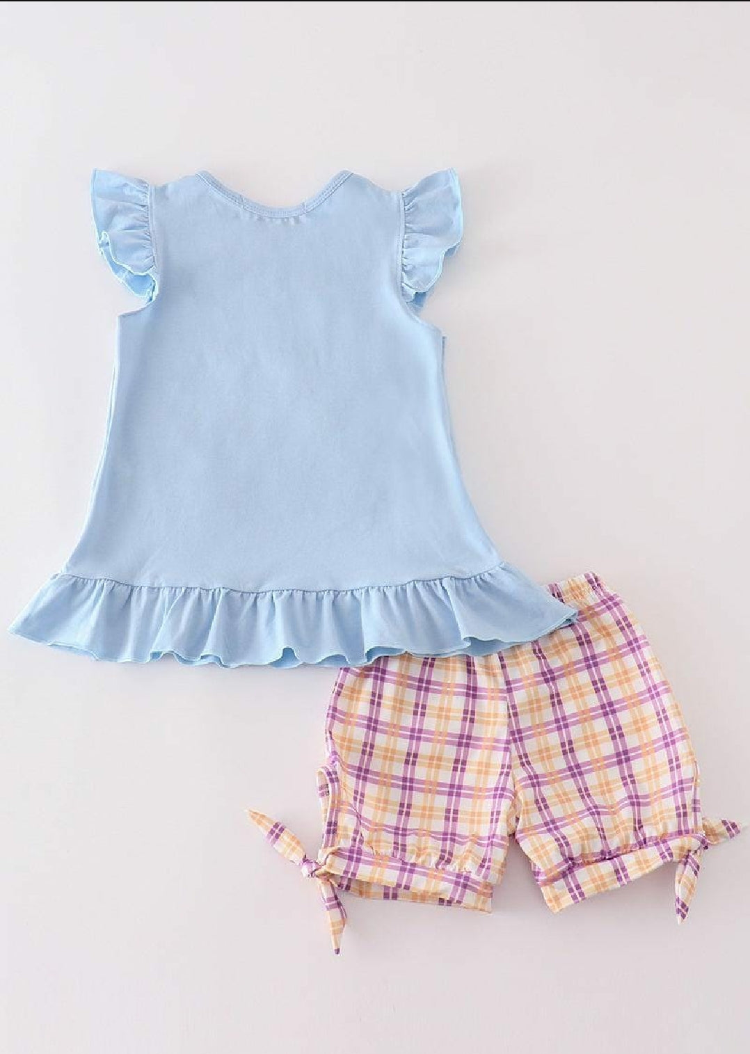 Girl's Boutique Blue Halloween Witch Dog Embroidered Embroidery Shorts Girl Set Matching Sibling