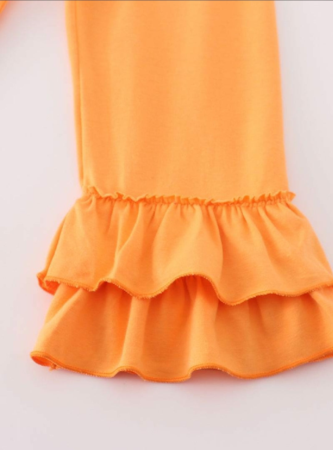 Girl's Boutique Cotton Happy Halloween Orange Ghost Girl Ruffle Pants Set Sibling Matching