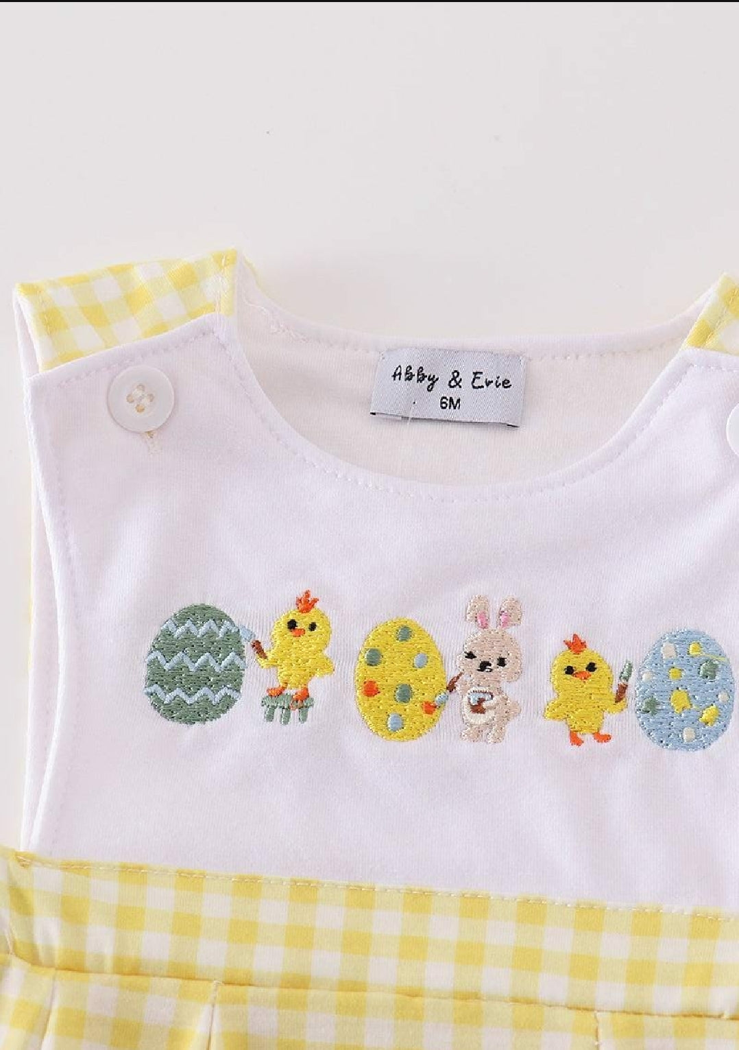 Boy's Boutique Yellow Bunny Egg Embroidered Embroidery Jonjon Romper Outfit Matching Sibling