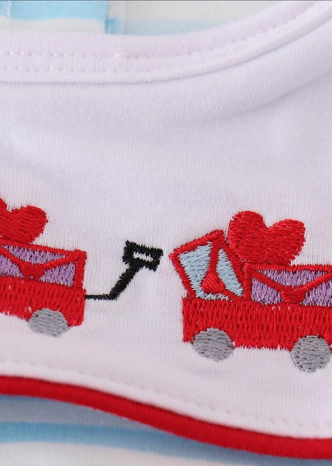 Boys Boutique Valentine's Day Heart Envelope Stripe Embroidery Embroidered Romper Matching Sibling