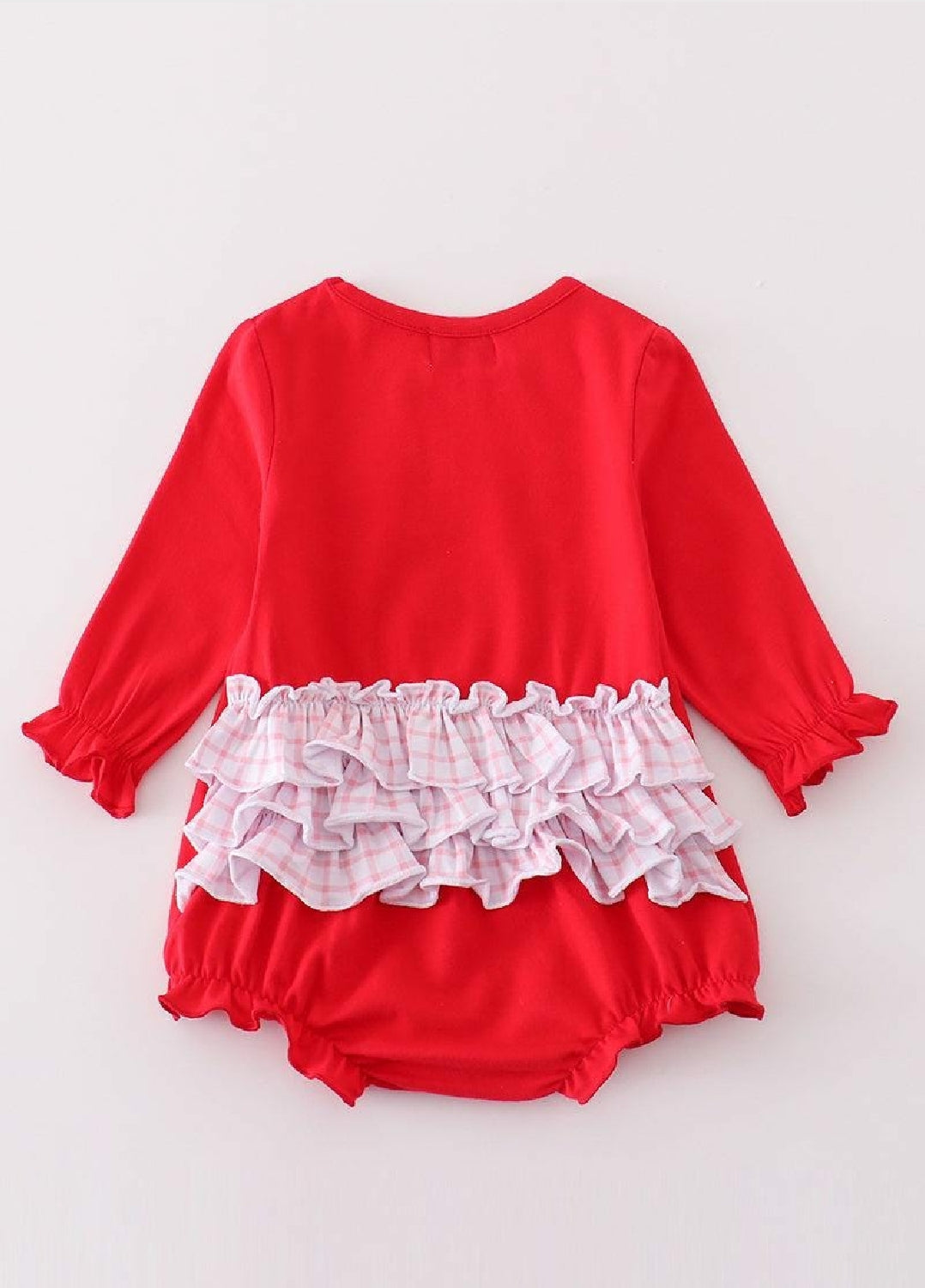 Girl's Boutique Premium Red Valentine Heart Applique Embroidery Embroidered Romper Matching Sibling