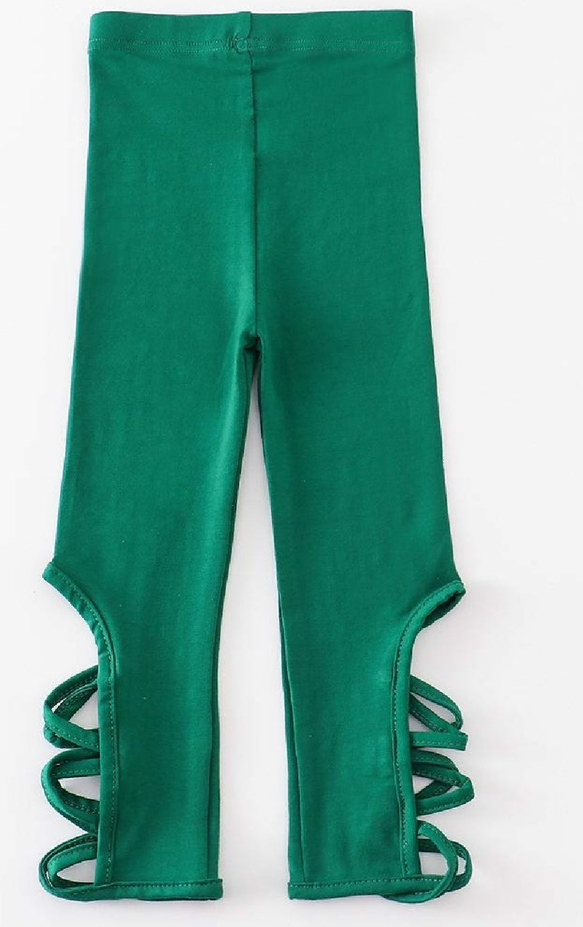 Girl's Boutique Green Hollow Out Leggings