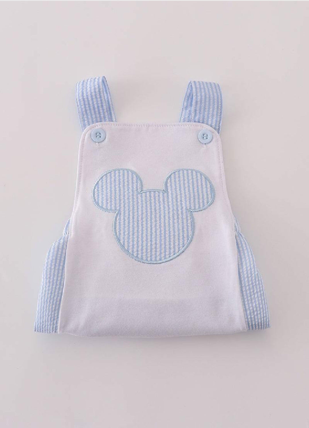 Boy's Boutique Blue Mouse Character Embroidery Embroidered Seersucker Bubble Romper Sibling Matching