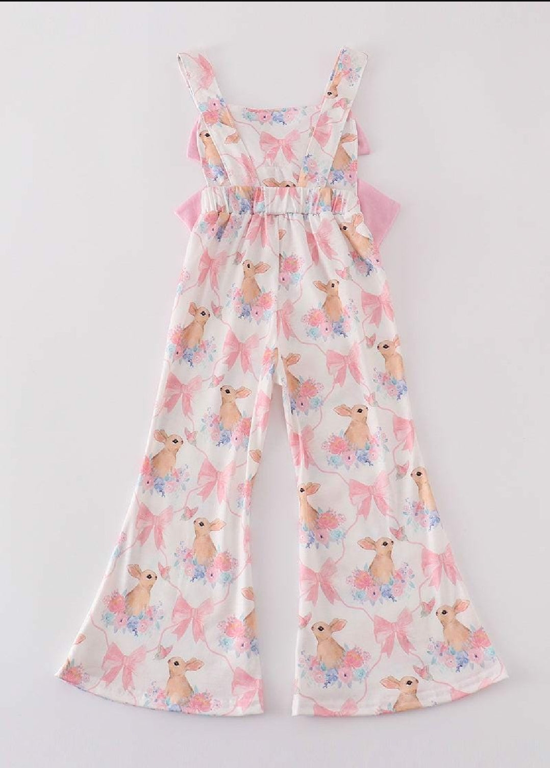 Girl's Boutique Easter Pink Bunny Bow Embroidered Embroidery Bubble Romper Matching Sibling