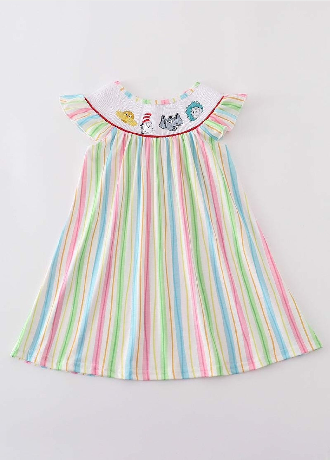 Girl's Rainbow Back To School Character BTS Embroidered Embroidery Dress Summer Sibling Matching