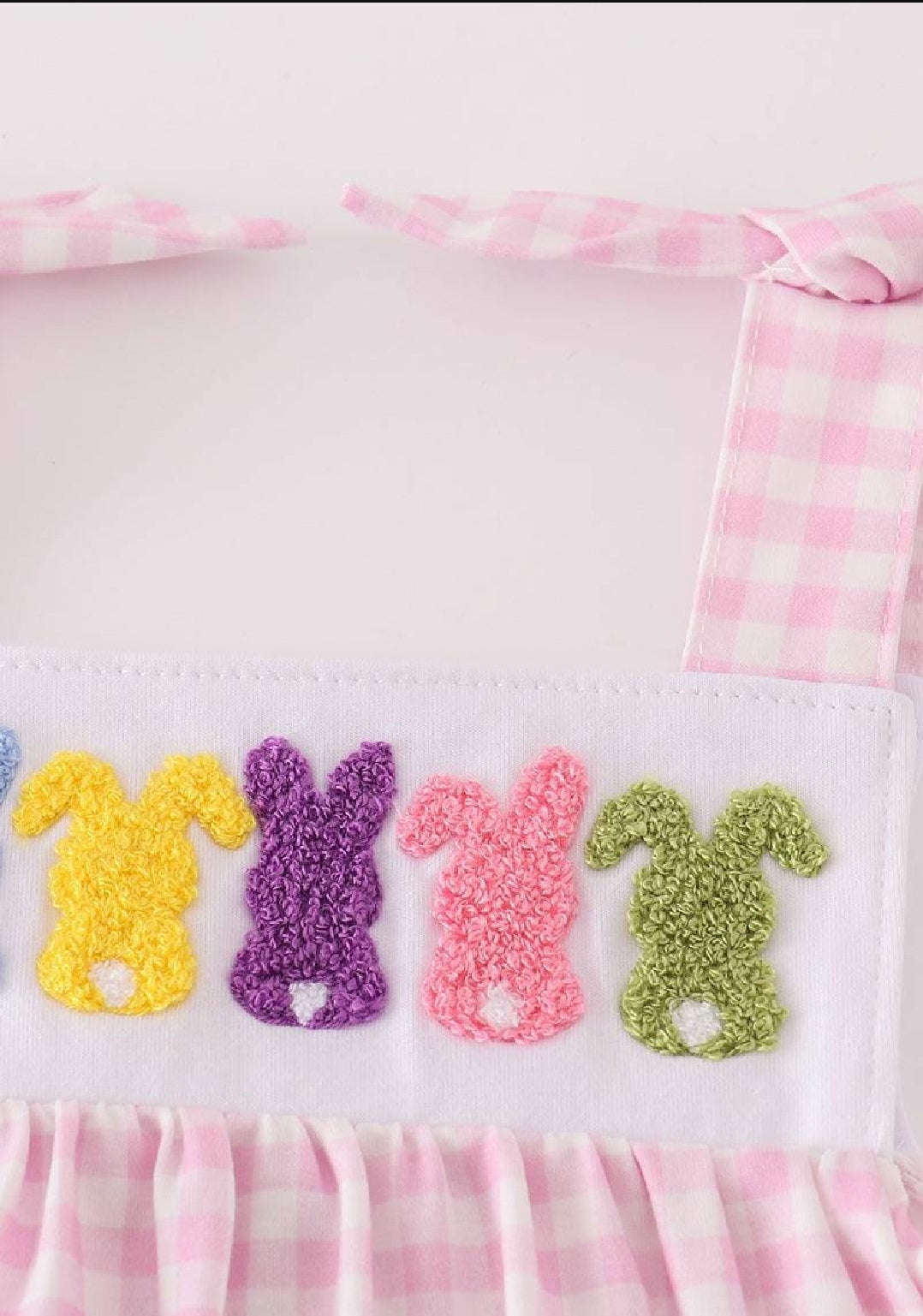 Girl's Boutique Easter Pink Bunny French Knot Dress Sibling Matching Embroidered Embroidery