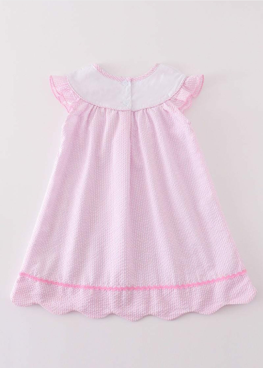 Girl's Boutique Premium Pink Easter Bunny Girl Embroidered Embroidery Dress Matching Sibling