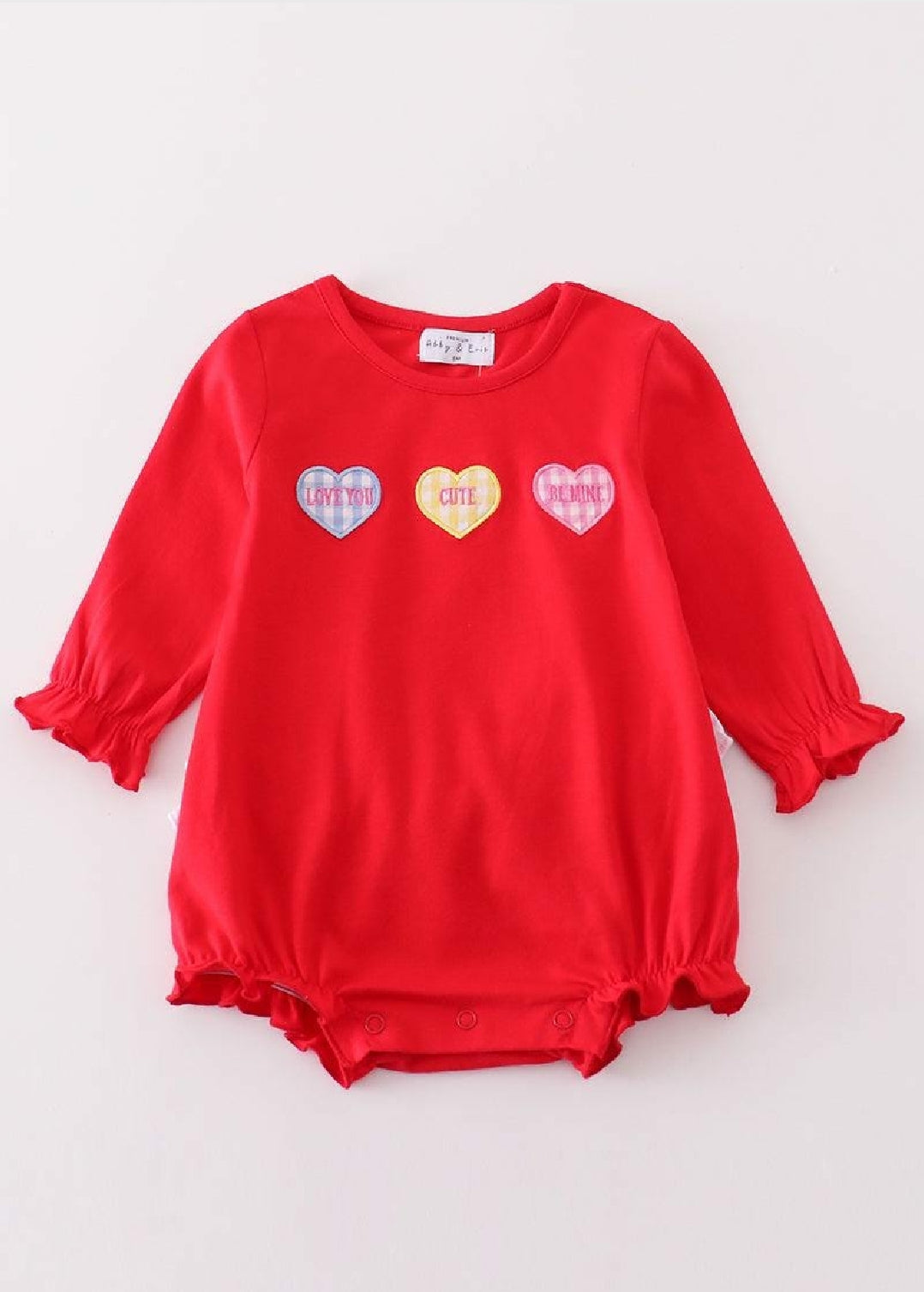 Girl's Boutique Premium Red Valentine Heart Applique Embroidery Embroidered Romper Matching Sibling