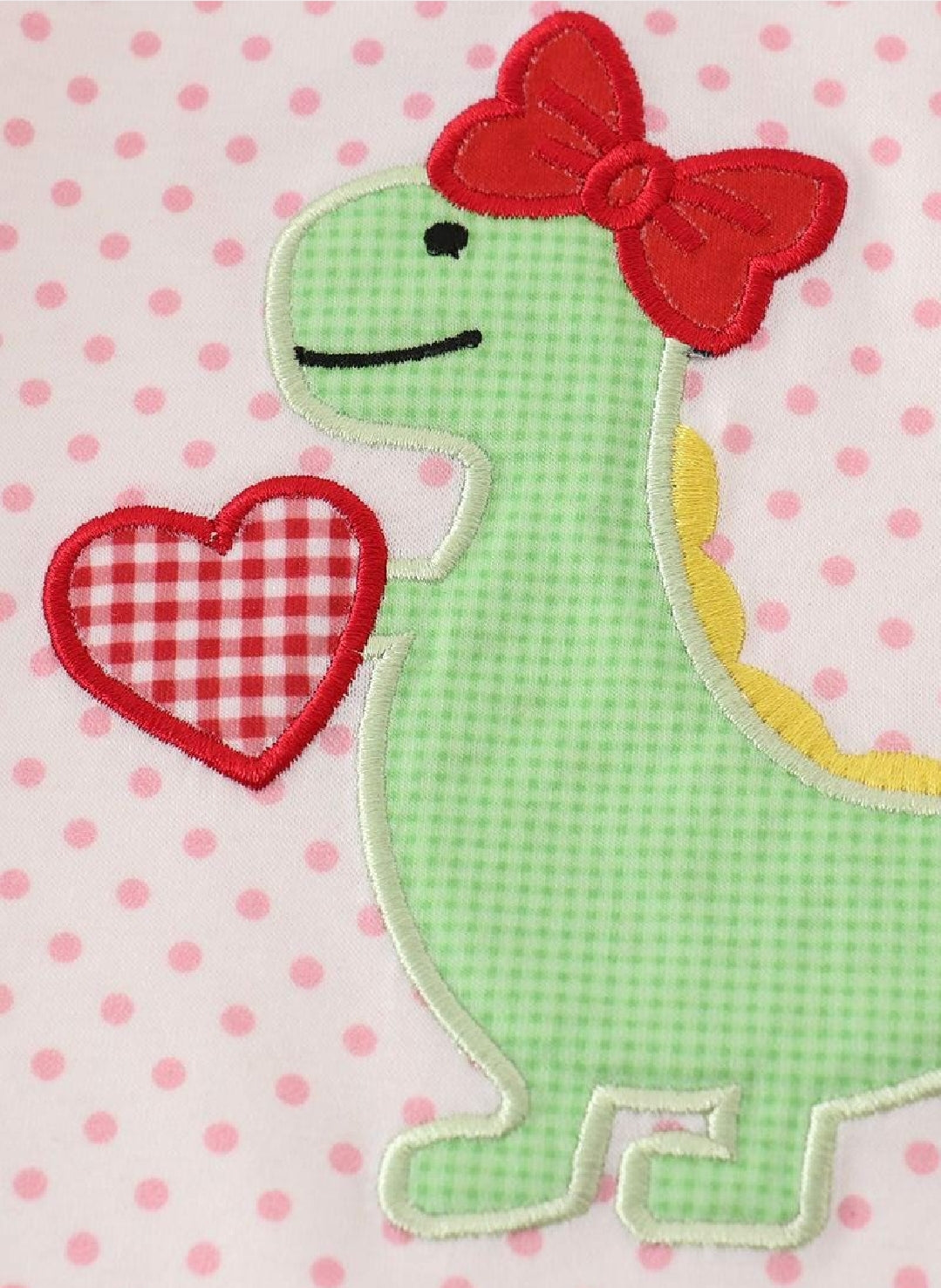 Girl's Boutique Valentine Dinosaur Heart Applique Embroidery Embroidered Romper Matching Sibling