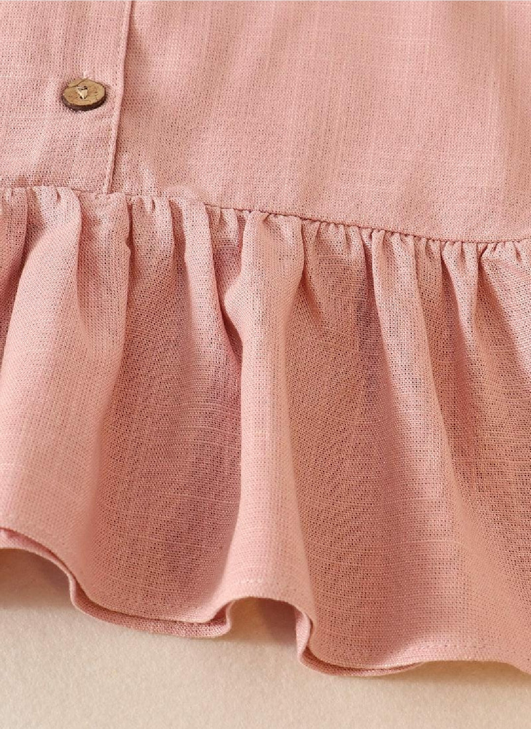 Girl's Boutique Blush Pink Linen Ruffle 2 Two Piece Summer Outfit Set Matching Sibling