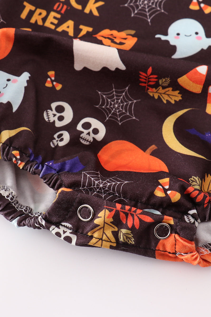 Boy's Boutique Orange Trick Or Treat Halloween Candy Corn Romper Sibling Matching