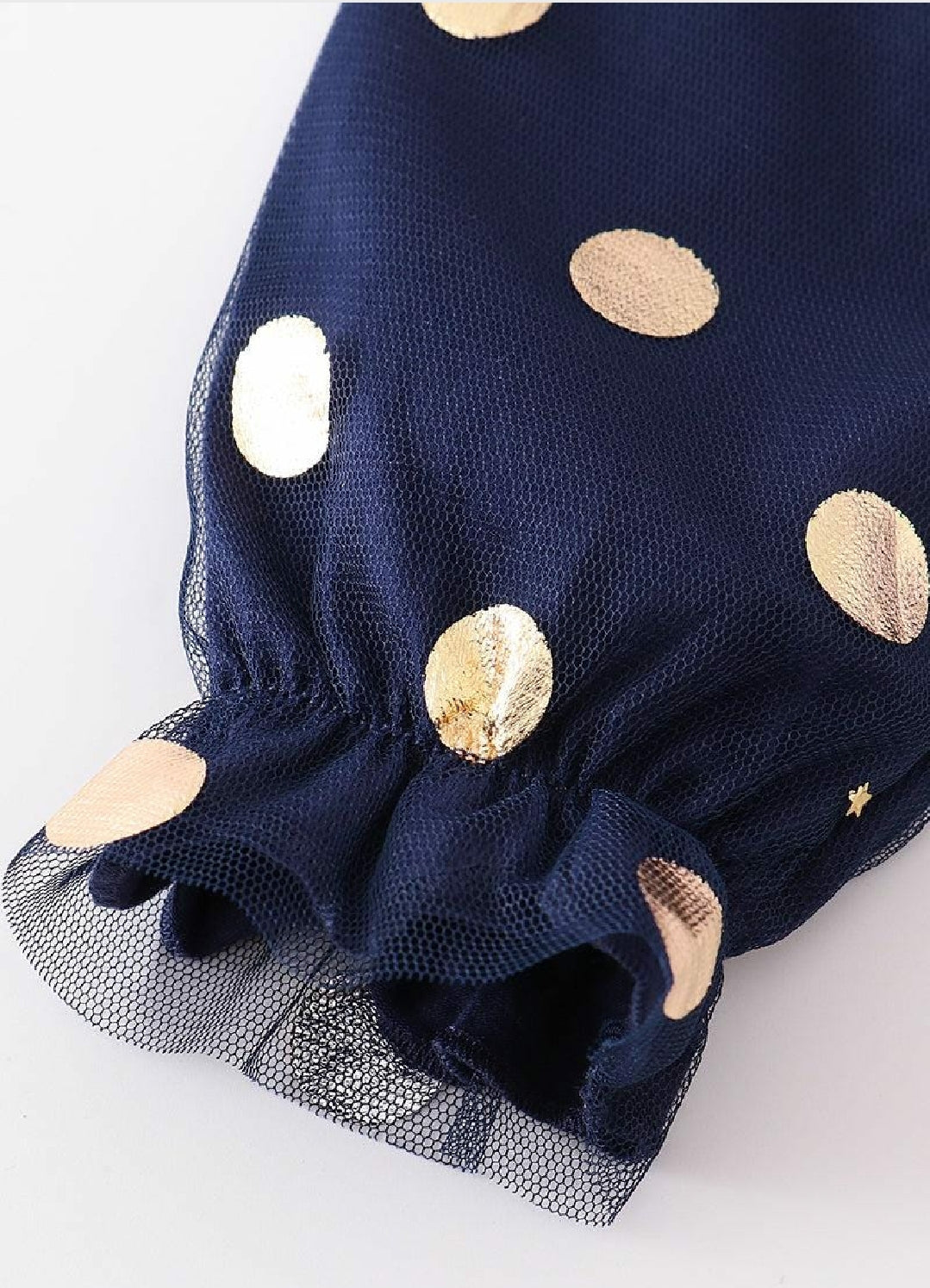 Girl's Boutique Premium Navy Polka Dot Peace Love Joy Party Top Winter Christmas Matching Sibling