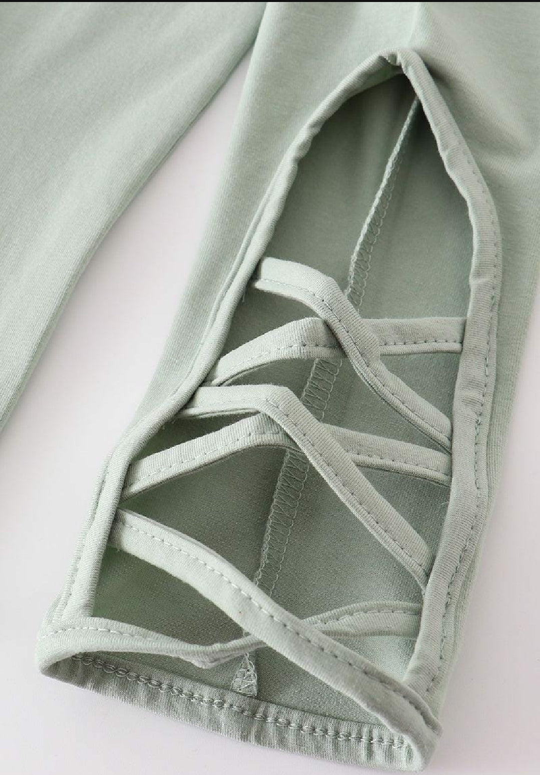 Girl's Boutique Sage Green Hollow Out Leggings Dance Sports
