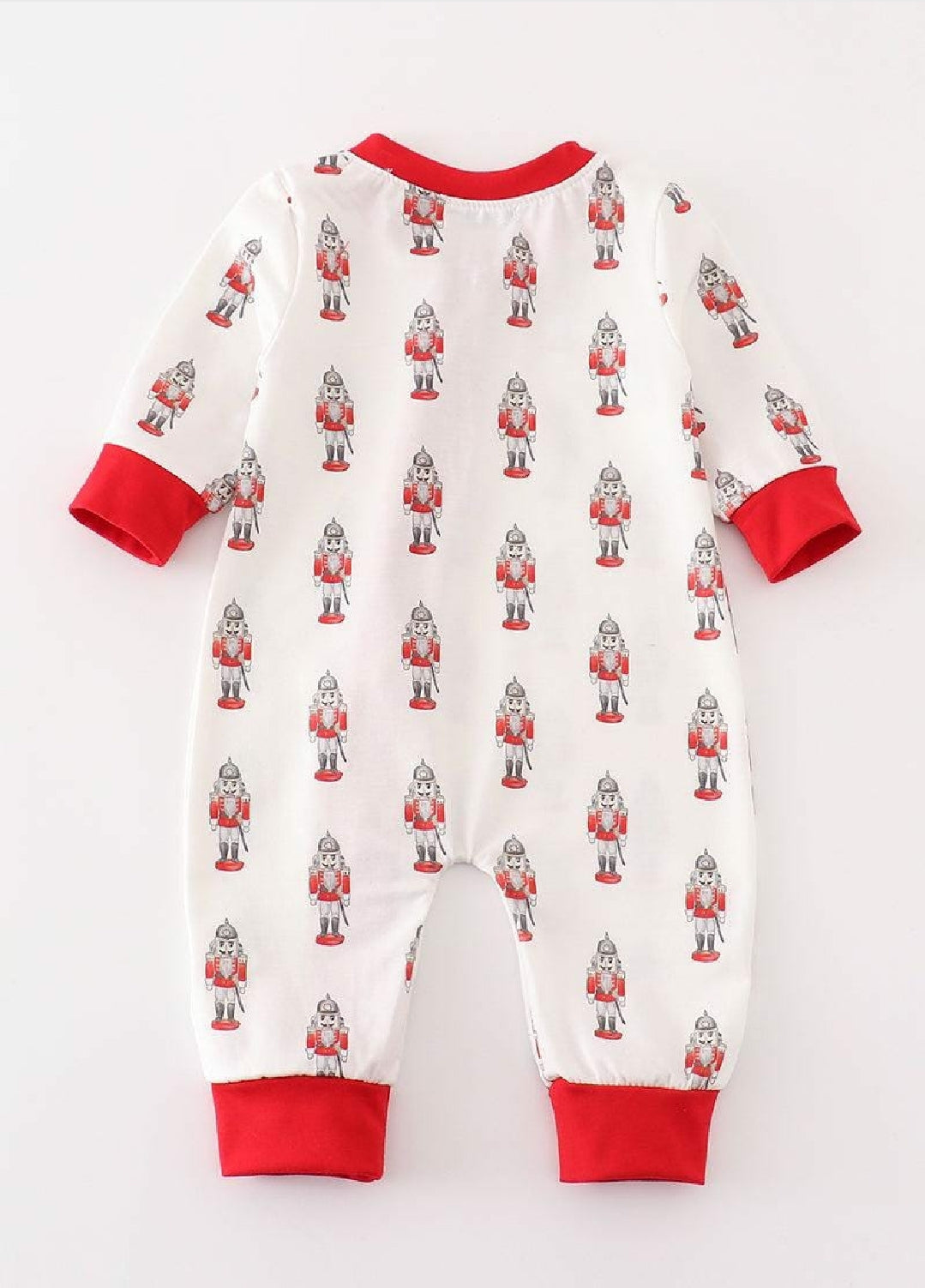 Boy's Boutique Christmas Red Nutcracker Print Zip Up Romper Matching Sibling
