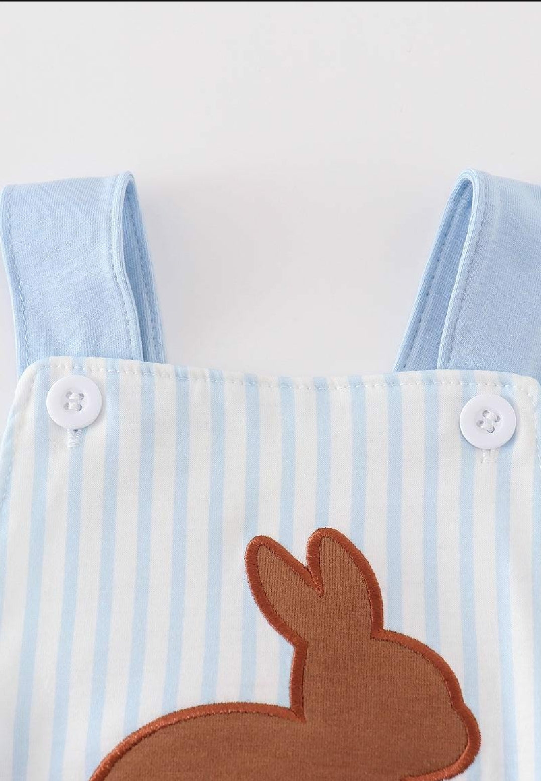 Boy's Boutique Easter Blue Chocolate Bunny Bunnies Applique Embroidered Embroidery Bubble Romper Outfit Matching Sibling