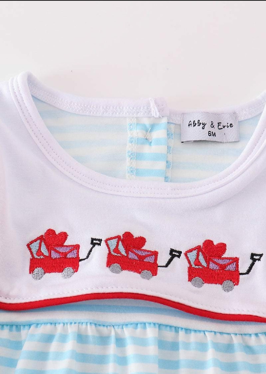 Boys Boutique Valentine's Day Heart Envelope Stripe Embroidery Embroidered Romper Matching Sibling