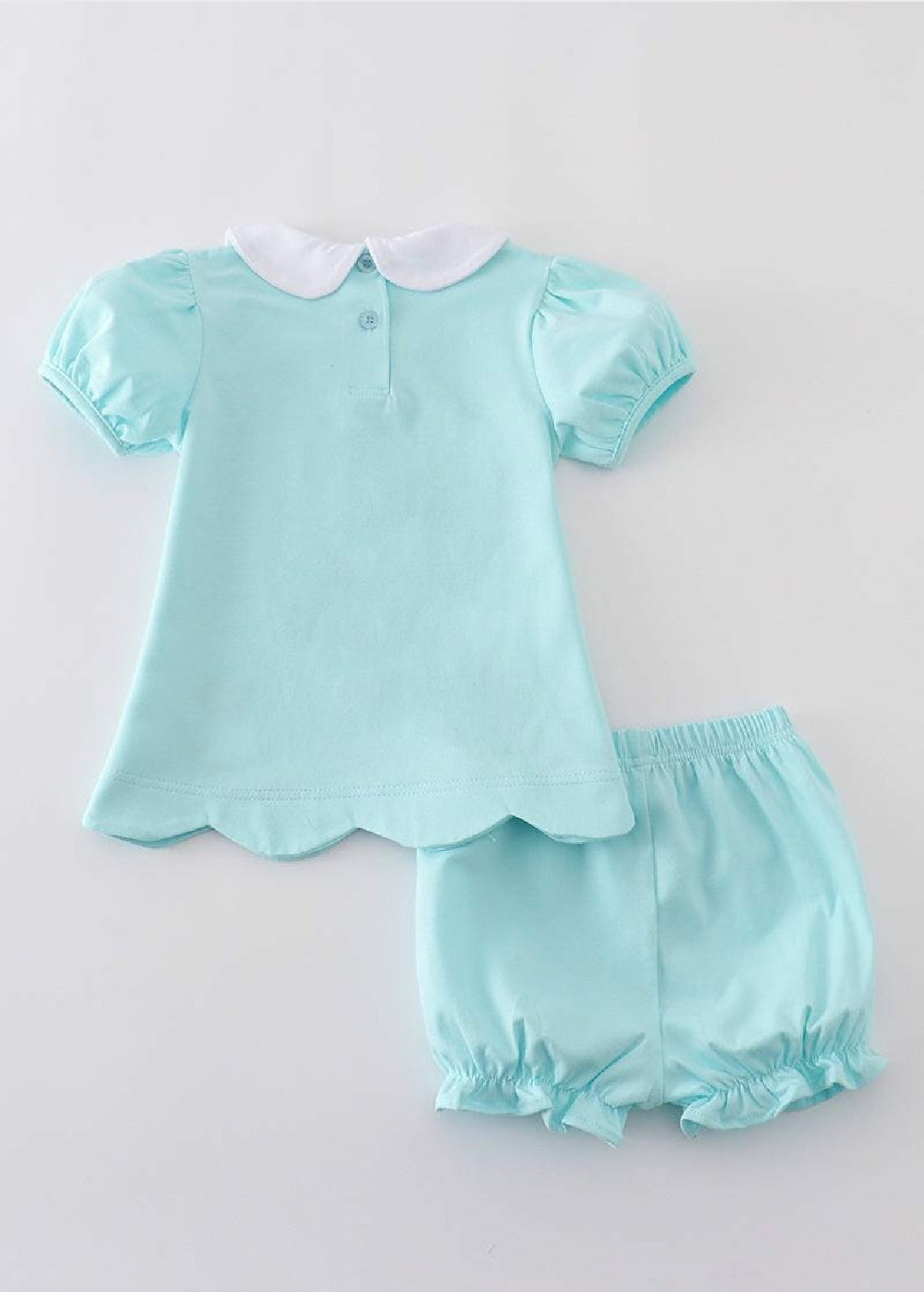 Girl's Boutique Premium Mint Easter Bunny Embroidered Bloomer Set Outfit Matching Sibling