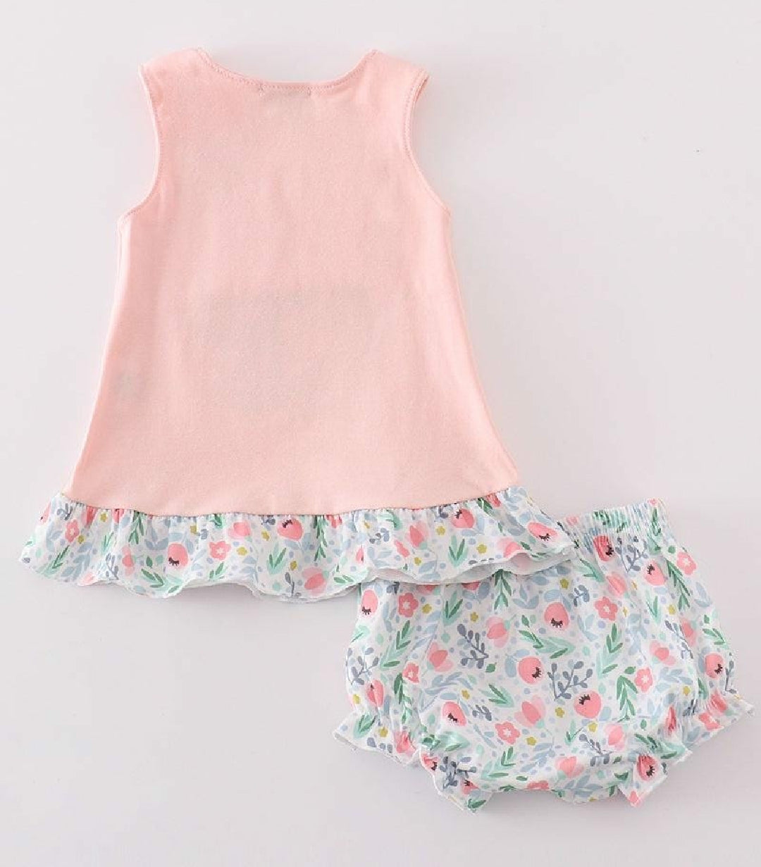 Girl's Boutique Pink Easter Bunny Floral Applique Embroidered Embroidery Bloomer Set Matching Sibling