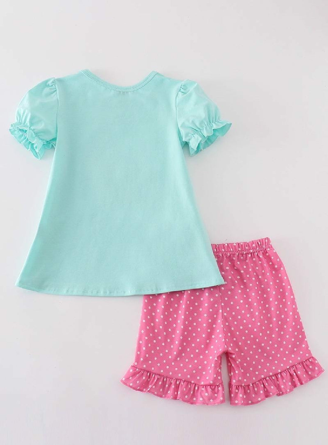 Girl's Boutique Mint Easter Sequin Pink Bunny Two Piece Short Set Outfit Matching Sibling