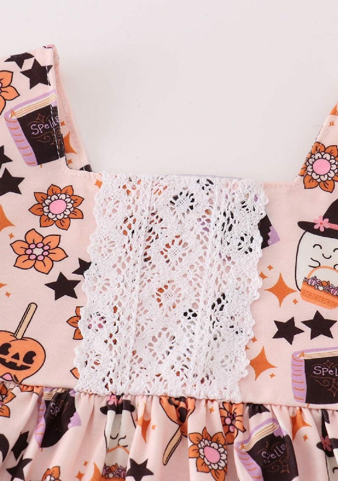 Girl's Boutique Cotton Happy Halloween Orange Ghost Girl Ruffle Pants Set Sibling Matching