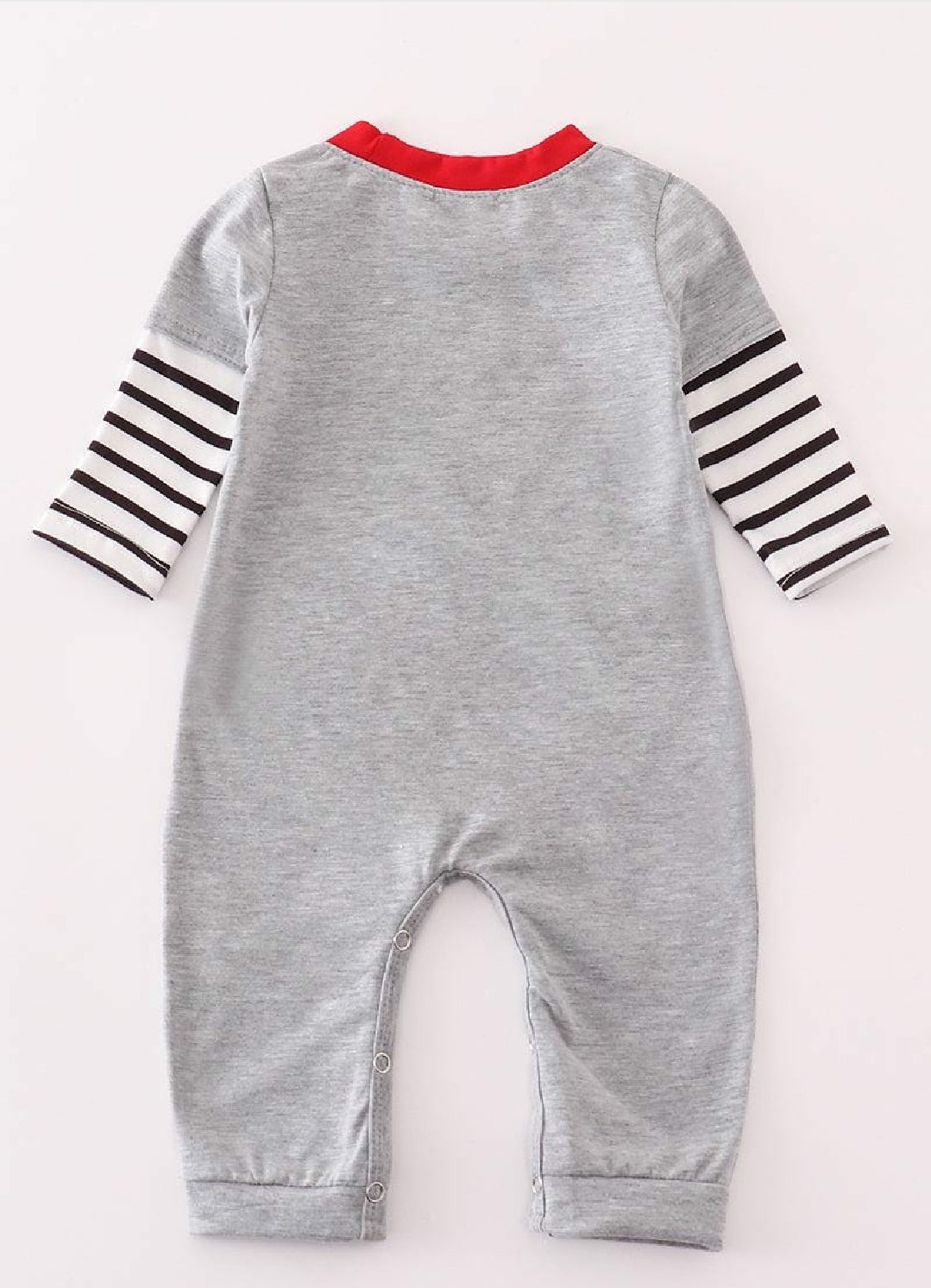 Boy's Boutique Gray Farm Farmer Cow Barn Embroidered Embroidery Romper Outfit Matching Sibling