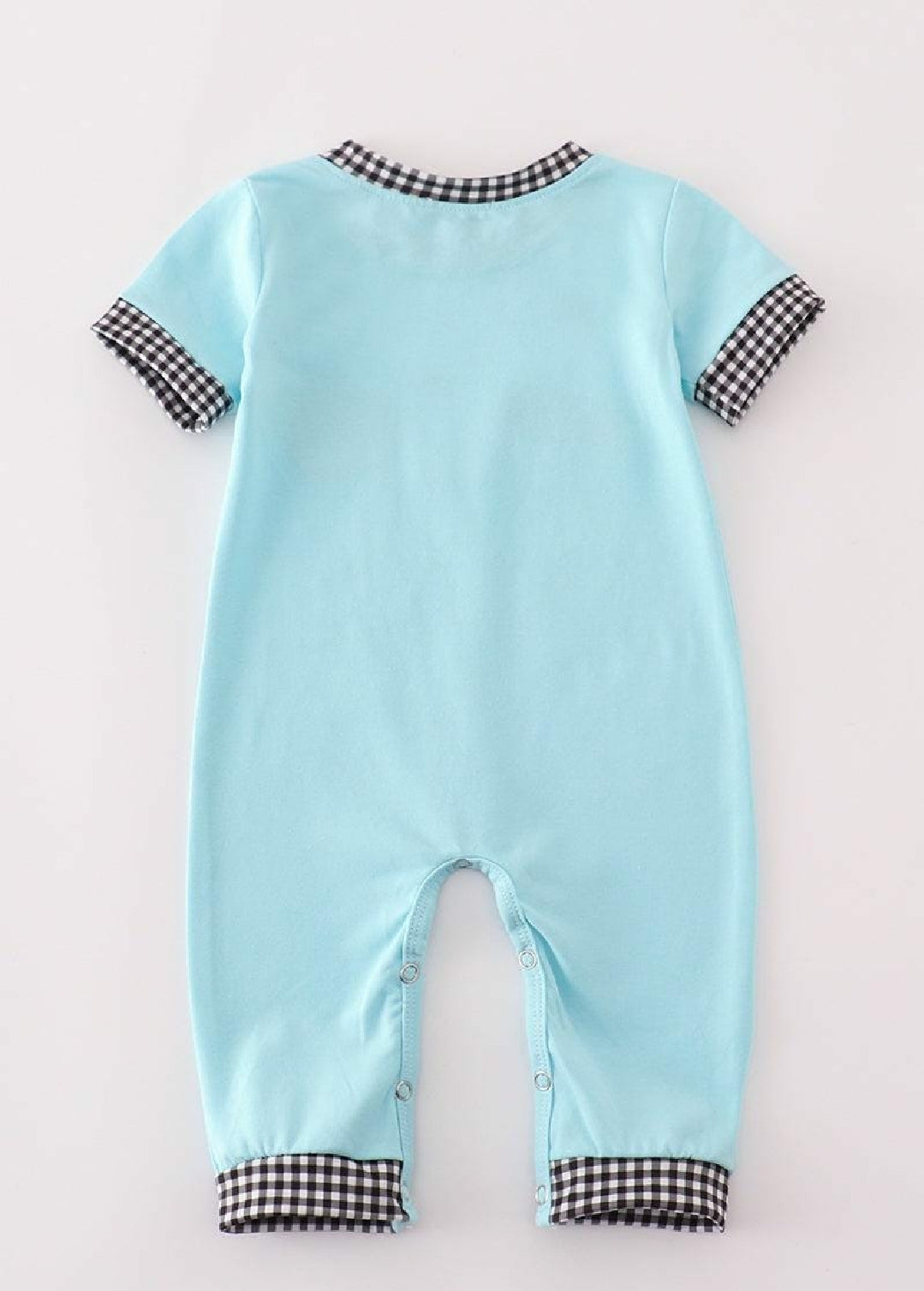 Boy's Boutique Blue Ghost Bat Halloween Plaid Embroidered Embroidery Romper Matching Sibling