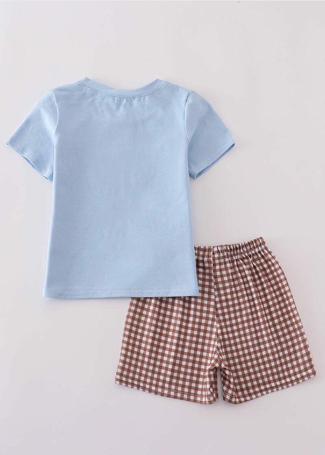 Boy's Boutique Blue Highland Cow Applique Embroidered Embroidery Two Piece Short Set Outfit Matching Sibling