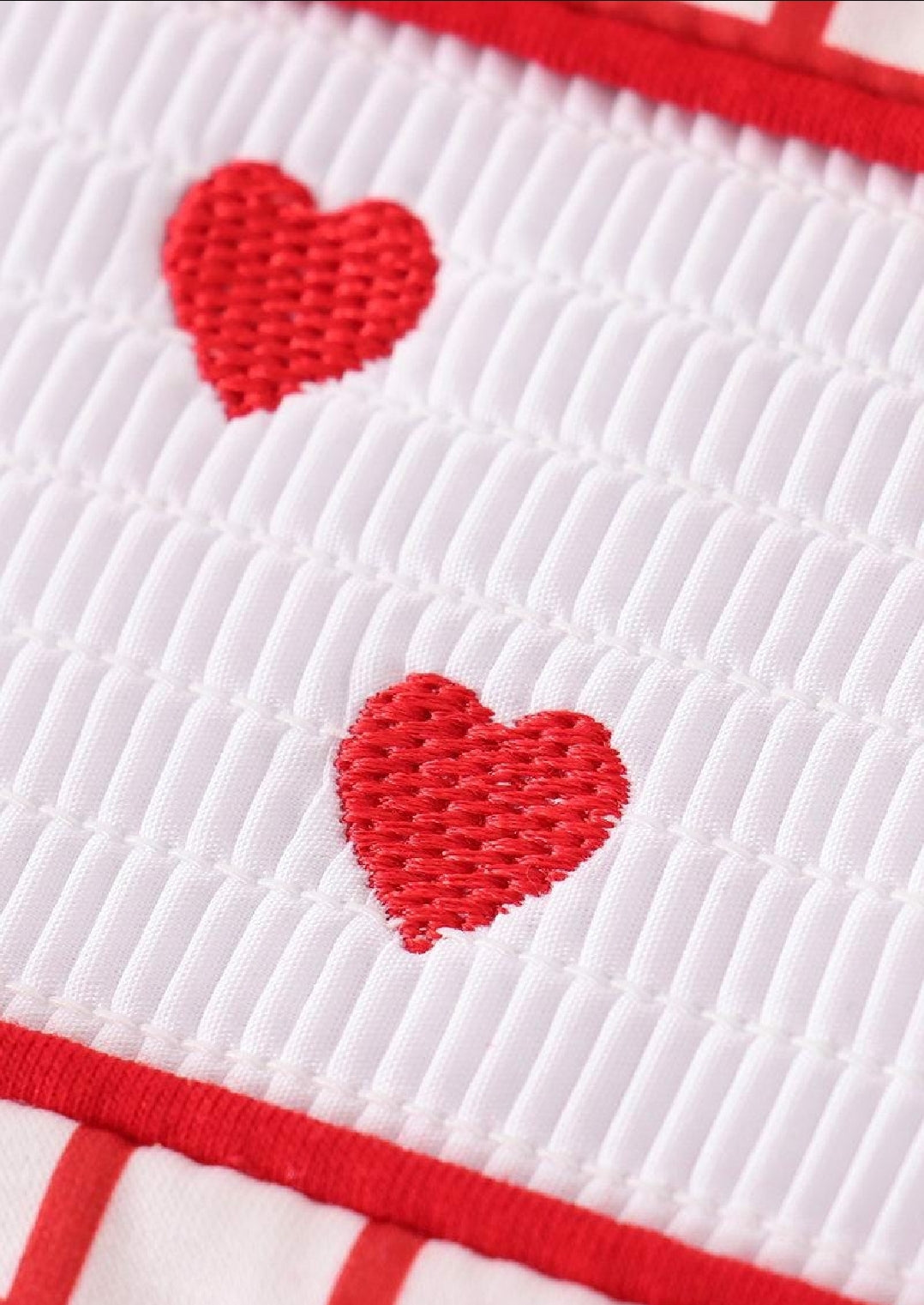Boys Boutique Valentine's Day Smocked Heart Embroidery Embroidered 2 Piece Pant Set Outfit Matching Sibling