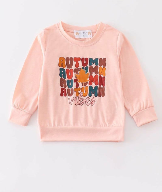 Girl's Boutique Coral Autumn Fall Girl Long Sleeve Top