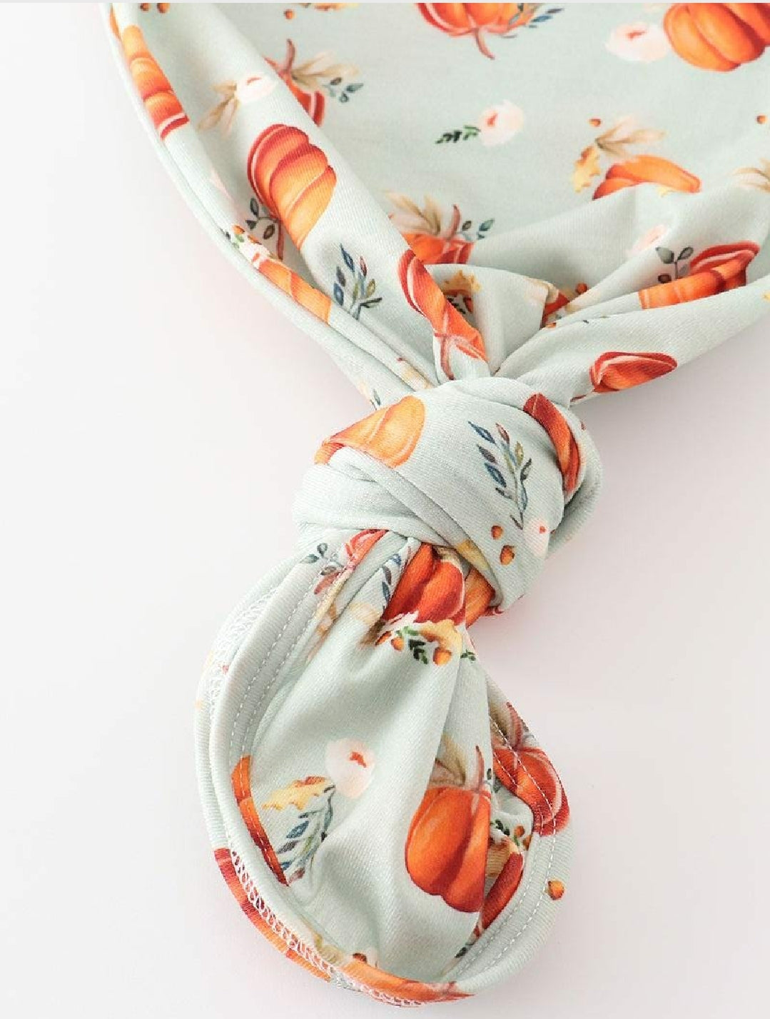Girl's Boutique Green Pumpkin Fall Print Bamboo Baby Knot One Piece Outfit