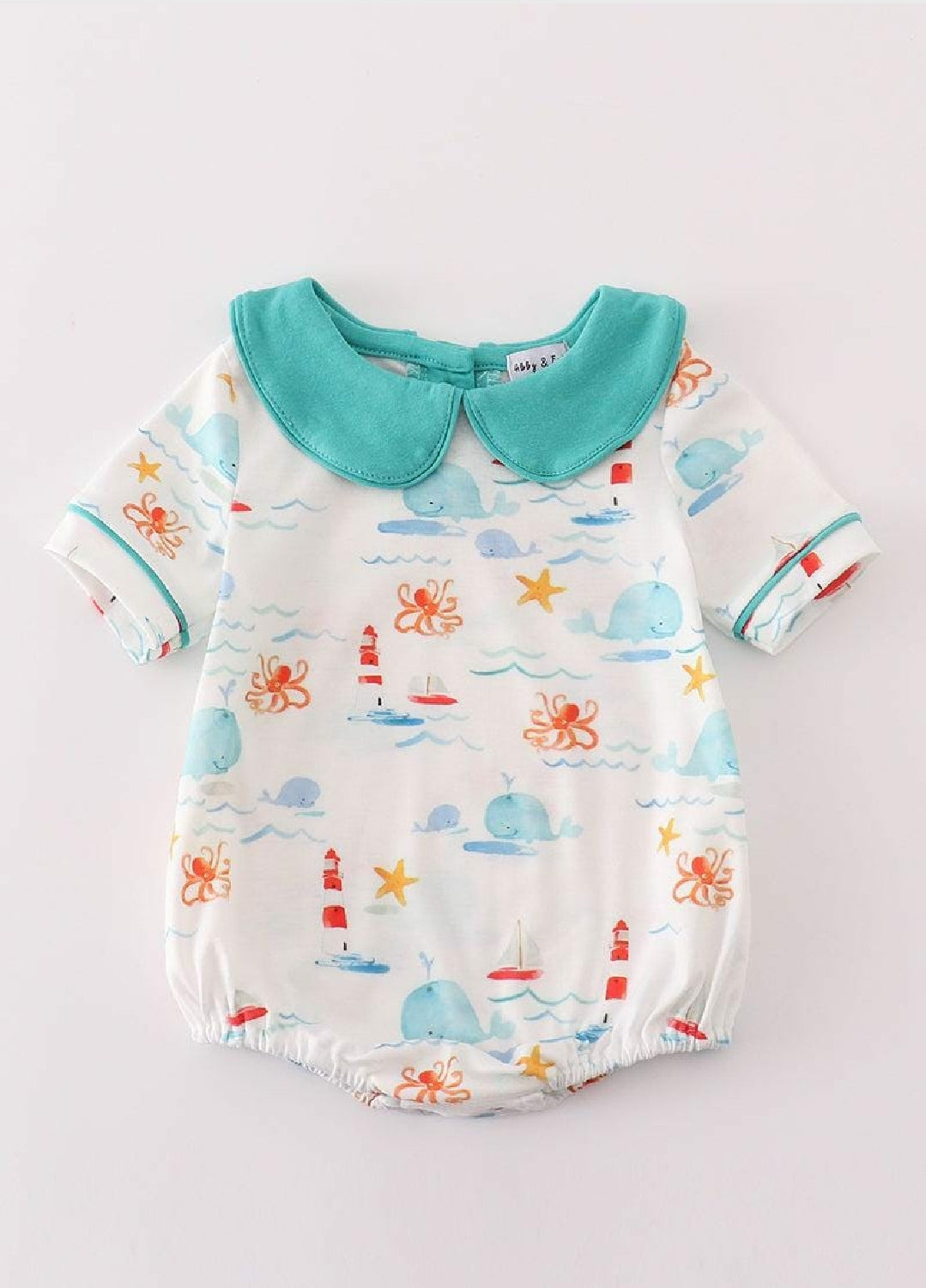 Boy's Boutique Whale Lighthouse Print Boy Bubble Outfit Matching Sibling