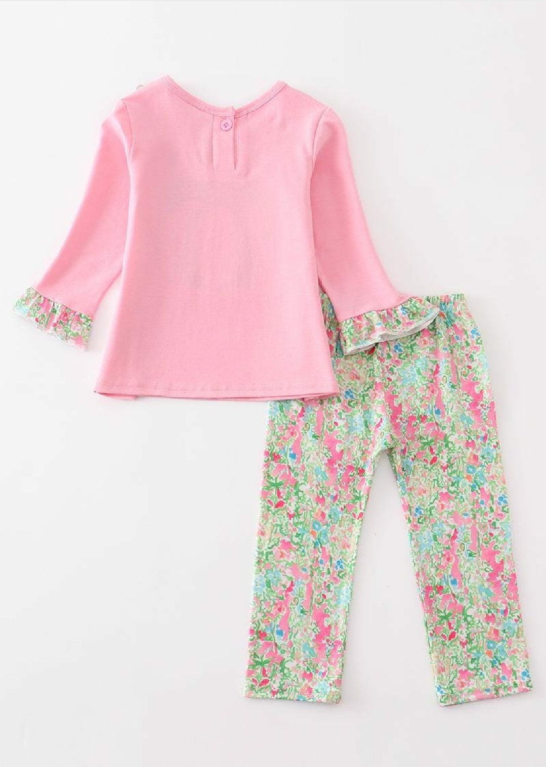 Girl's Boutique Pink Floral Pumpkin Applique Embroidered Embroidery Thanksgiving Fall Set Outfit Matching Sibling