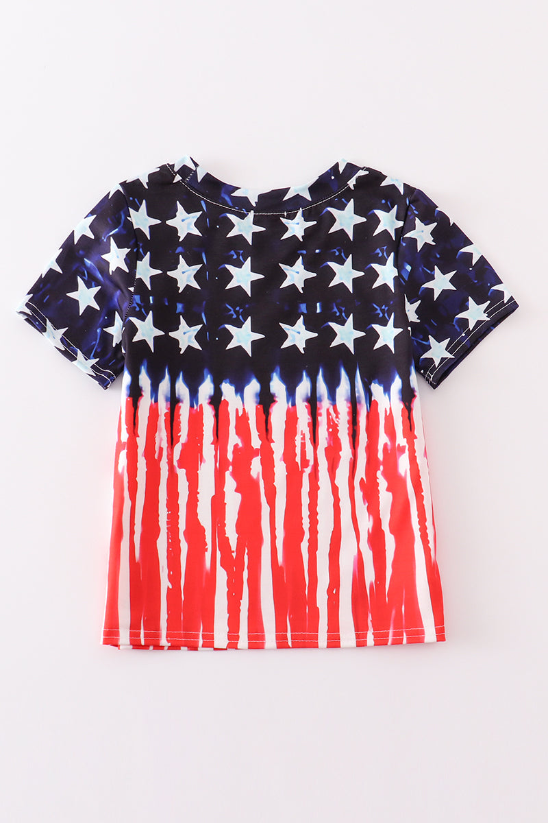 Boy's Boutique Patriotic Flag And Stars Summer T Shirt 4th Of July Matching Sibling