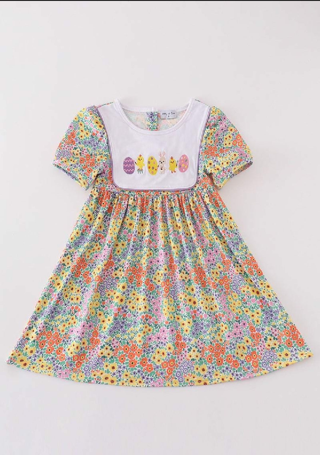 Girl's Boutique Easter Floral Bunny Egg Embroidered Embroidery Dress Matching Sibling