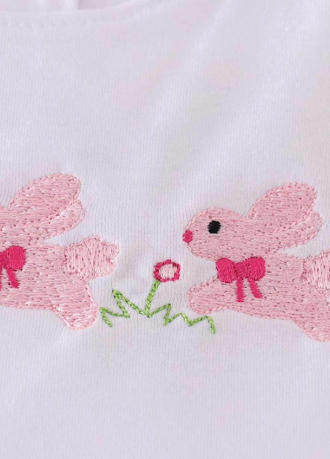 Girl's Boutique Pink Easter Bunny Leopard Applique Embroidered Embroidery Dress Matching Sibling