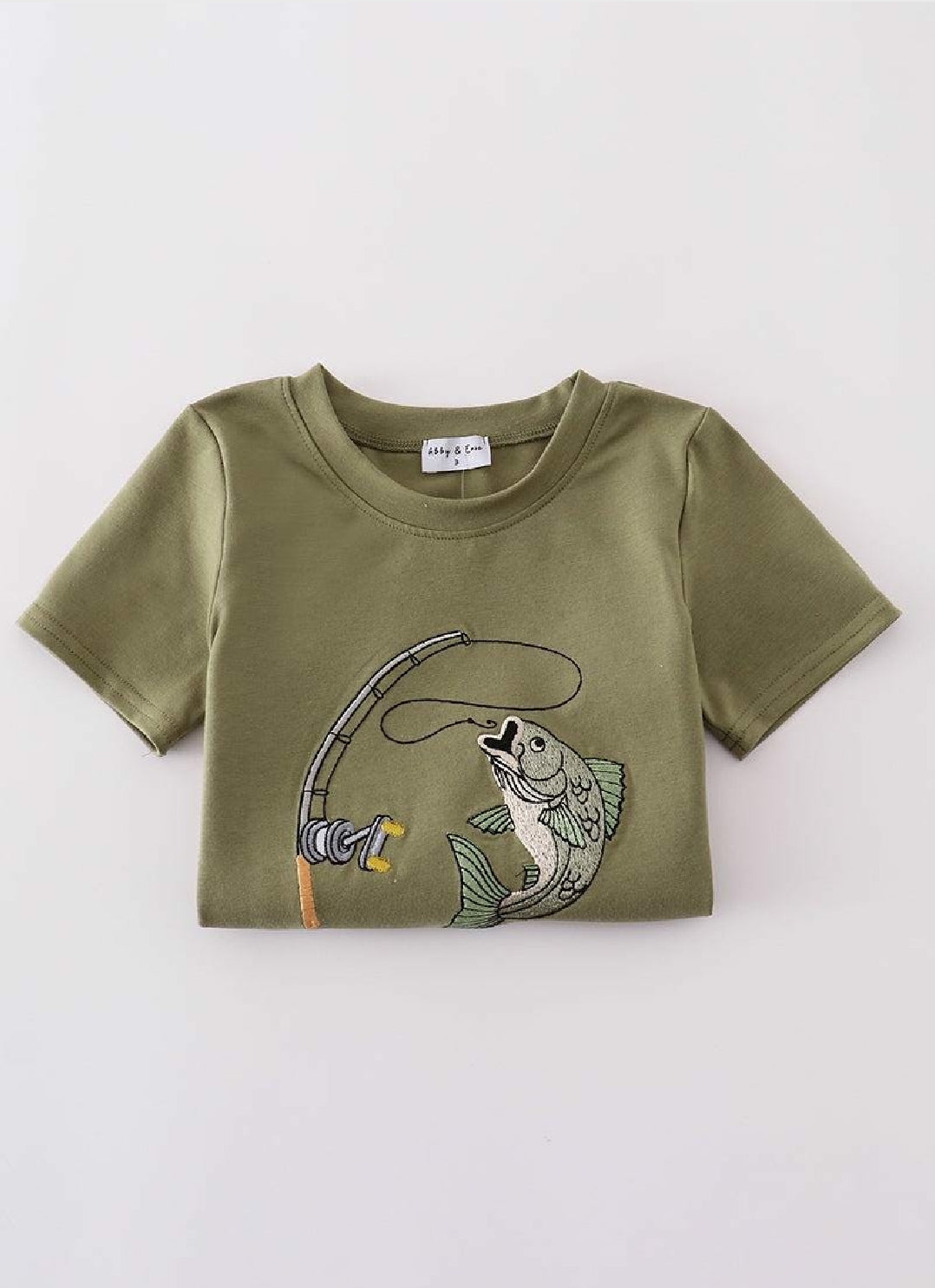 Boy's Boutique Green Fish Embroidered Embroidery Boy Top Sibling Matching Summer Fishing Trip