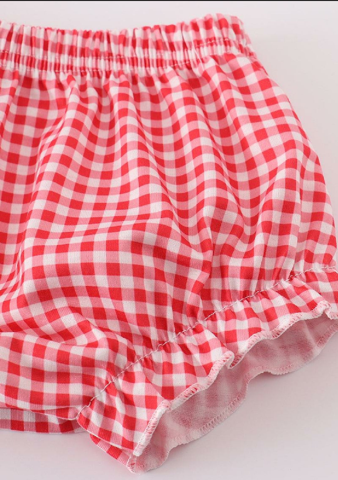 Girl's Boutique Red Farm E-I-E-I-O Applique Checkered Embroidered Embroidery 2 Piece Bloomer Set Matching Sibling