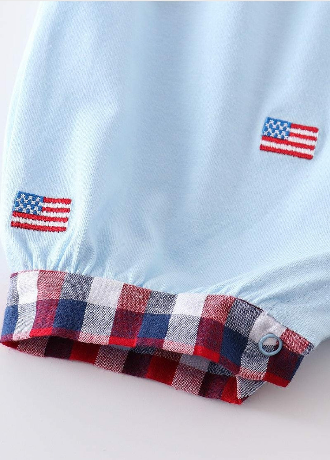 Girl's Boutique Premium Patriotic Plaid Flag Romper 4th of July Sibling Matching
