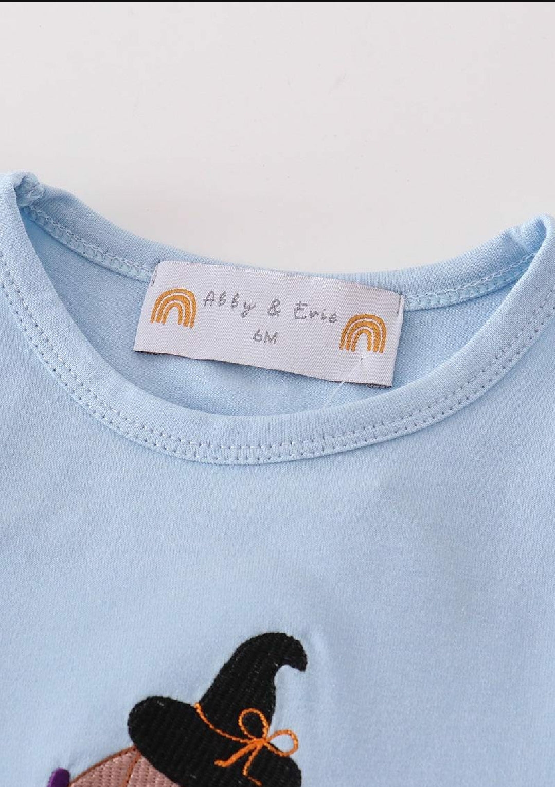 Girl's Boutique Blue Halloween Witch Dog Embroidered Embroidery Bloomer Girl Set Matching Sibling