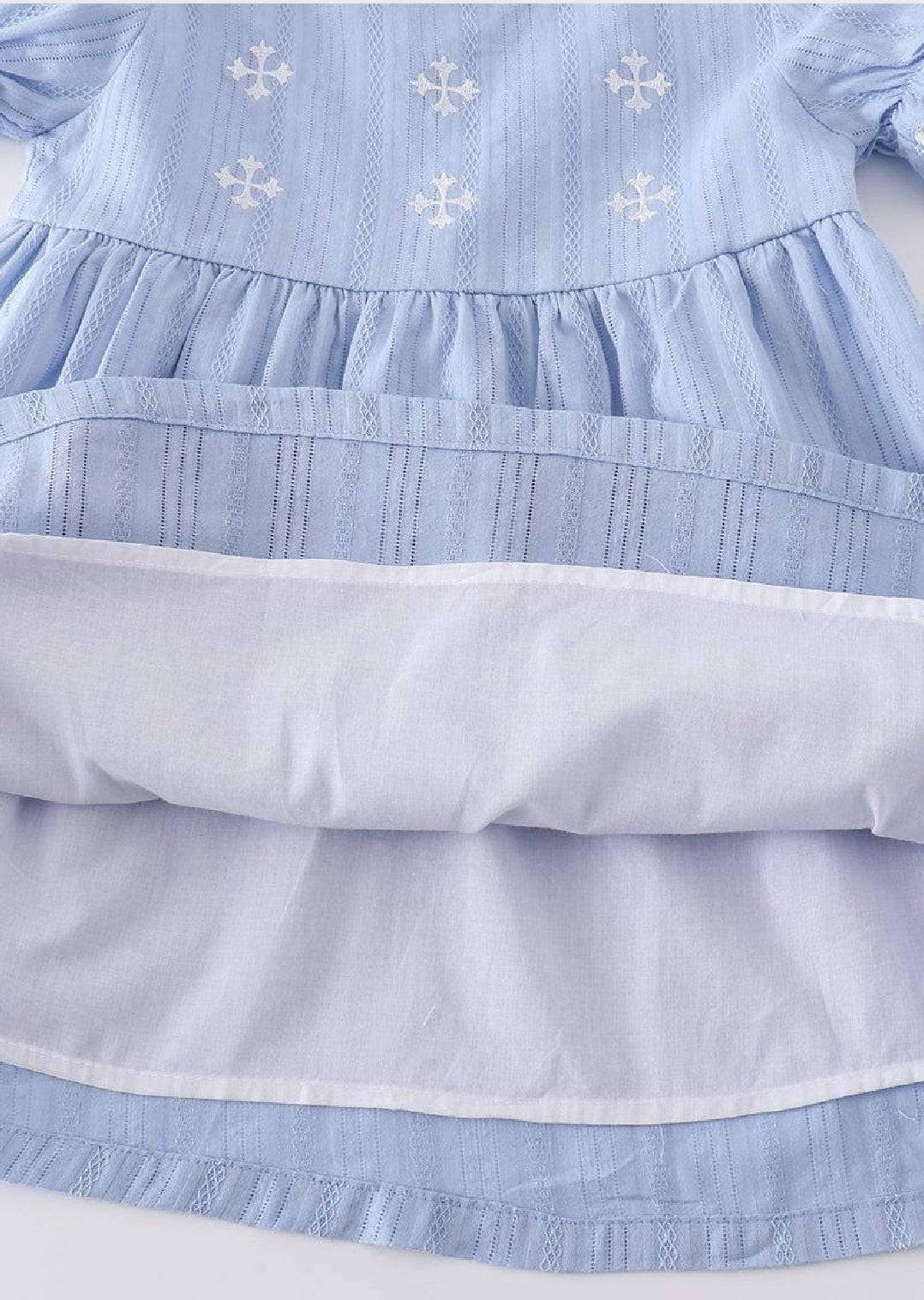 Girl's Boutique Premium Blue Easter Cross Girl Embroidered Embroidery Dress Matching Sibling